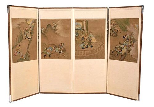 Korean 4 Panel Screen, Battle at Red Cliffs, Joseon