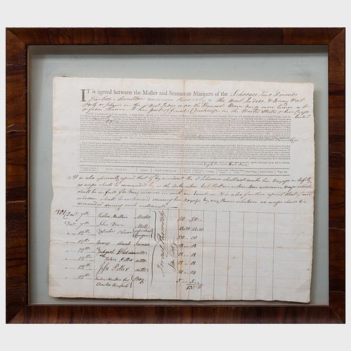 Ship Agreement between the Master and Seamen or Mariners of the Schooner Two Friends, from Beverly, Massachusetts to the West Indies, December 7, 1801