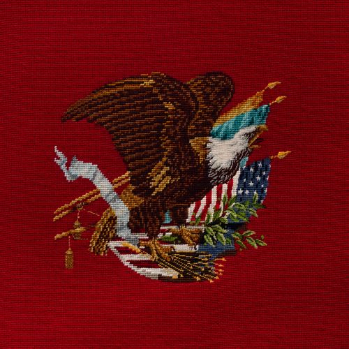Needlework Panel of an Eagle Amidst Flags