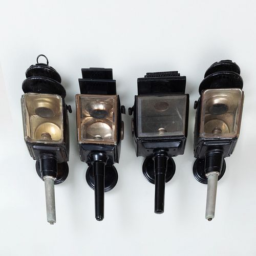 Four English Painted Carriage Lights