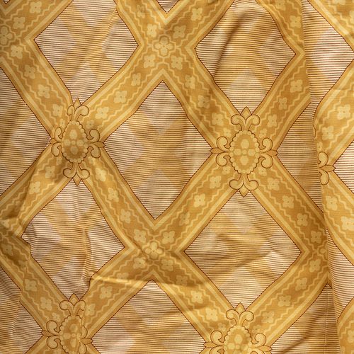 Set of Six Yellow Neo-Gothic Patterned Linen Curtain Panels