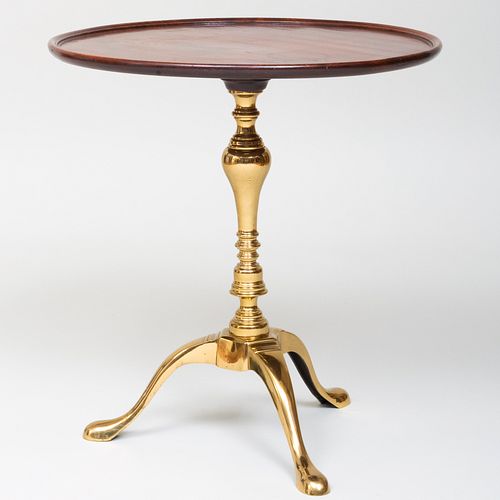George III Style Mahogany and Brass Tripod Table