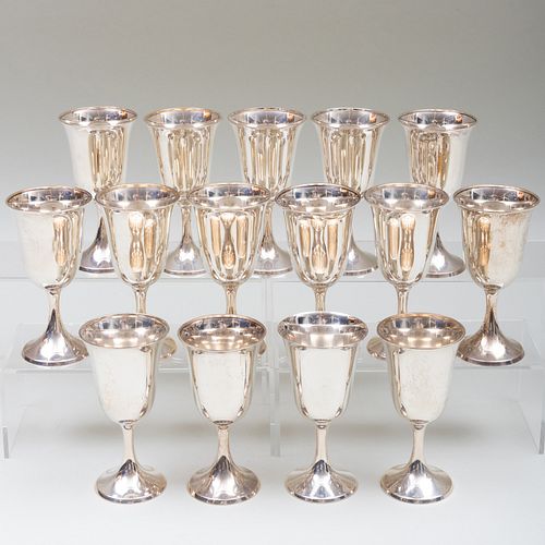 Assembled Set of Fifteen American Silver Goblets