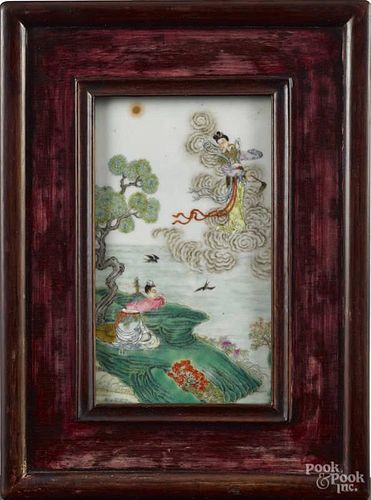 Chinese porcelain panel, 19th c., 7'' x 4''.