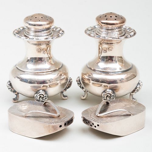 Pair of German Silver Casters and a Pair of Sandal Form Casters