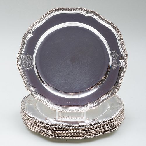 Set of Eight George II Silver Place Plates