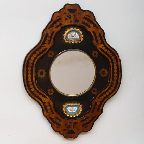 Victorian Inlaid Mahogany Mirror Inset with SÃ¨vres Style Plaques