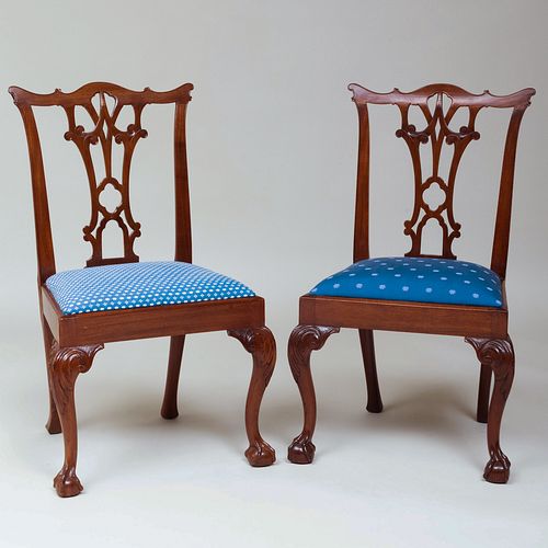 George III Carved Mahogany Side Chair, in the Neo-Gothic taste