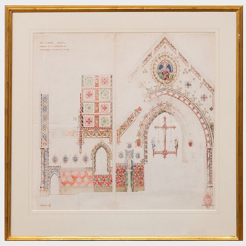John Hardman Studios: Design for Decoration of the Sanctuary and Chancel Arch, Saint Alben's Liscard