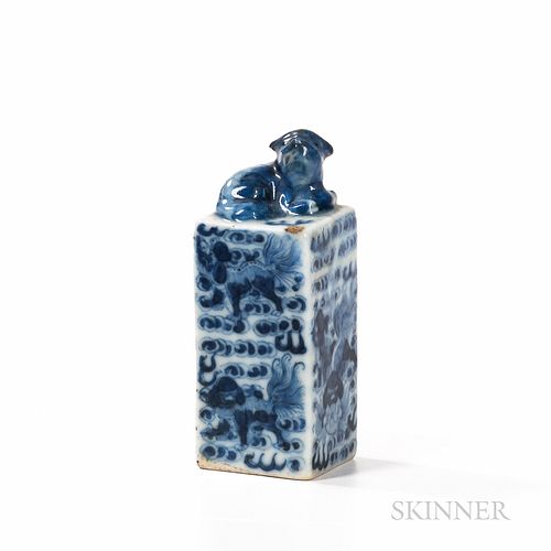 Blue and White Porcelain Seal