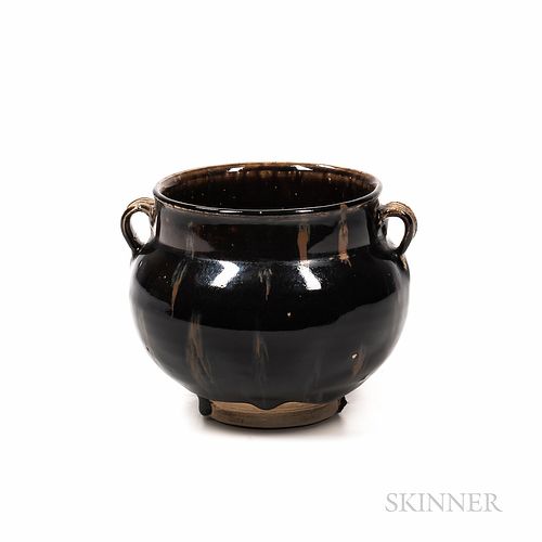 Black-glazed Handled Jar