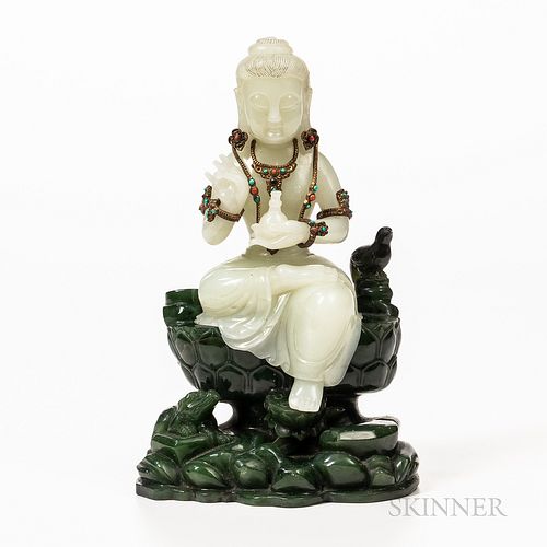 Jade Carving of Seated Buddha on a Lotus Throne