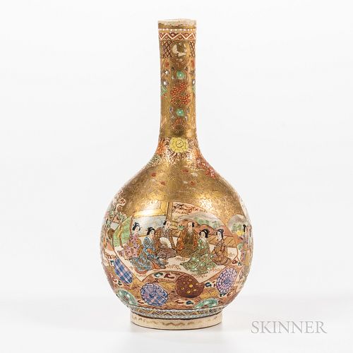Satsuma Crane-neck Bottle Vase