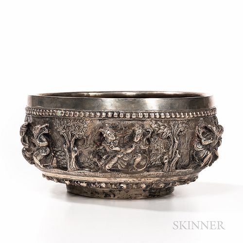 Silver-plated Copper Repousse Bowl