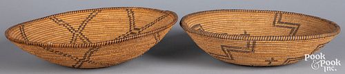 Two Native American Apache Indian tray baskets