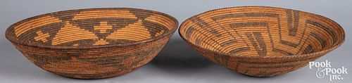 Two Native American Apache tray baskets
