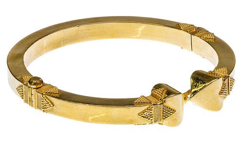 22k Yellow Gold Hinged Bangle Bracelet