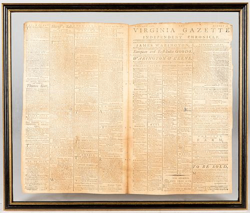 October 6th, 1787 Virginia Gazette newspaper