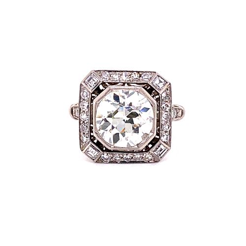 Art Deco Platinum Engagement Diamond Ring