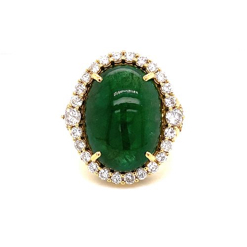 18k Diamond & Emerald Ring