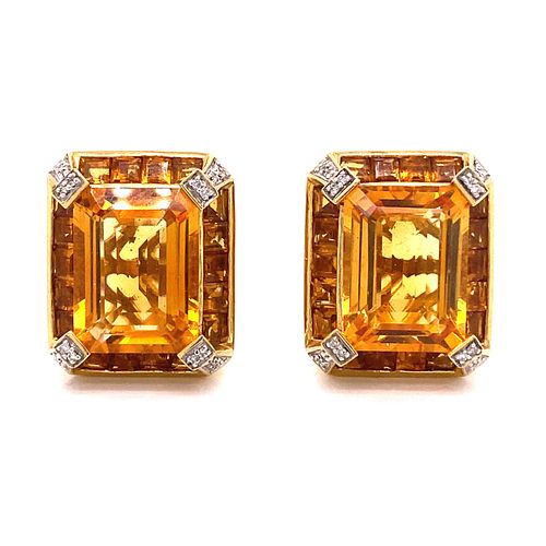 18k Citrine Diamond Earrings