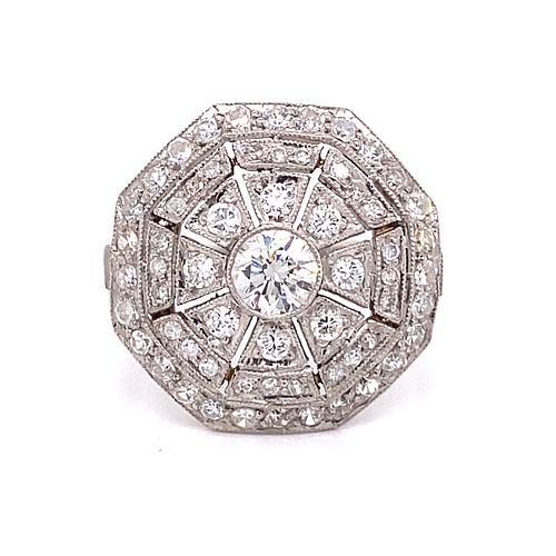 Platinum Diamond Octagon Ring
