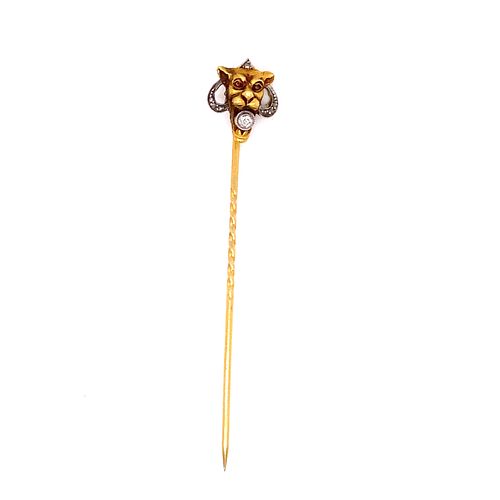 18k Leopard Diamond Pin
