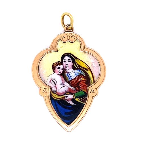 18k Gold Virgin Mary & Jesus Christ Pendant