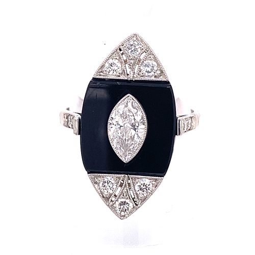 Platinum Onyx Diamond Ring
