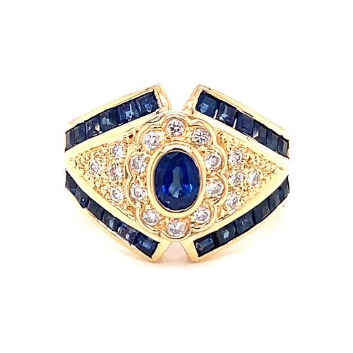 18k Sapphire Diamonds Ring