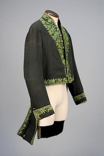 GENTS EMBROIDERED WOOL TAILCOAT, 1795 - 1815