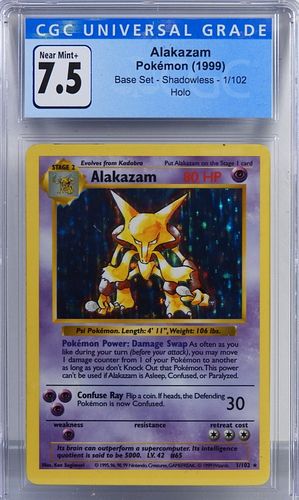 1999 Pokemon Base Set Shadowless Alakazam CGC 7.5