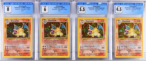 4 1999 Pokemon Base Unl. Charizard CGC Card Group
