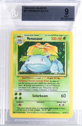 1999 Pokemon Base Unlimited Venusaur BGS 9