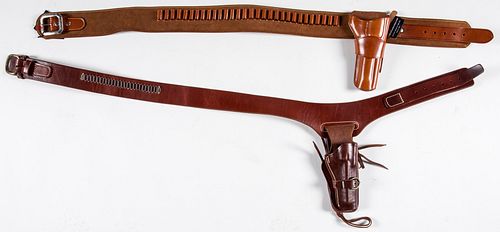 Two leather holster gun belts