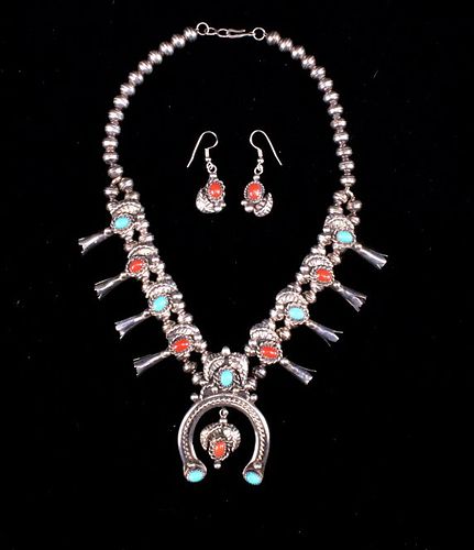Navajo Squash Blossom Necklace by Alice Long