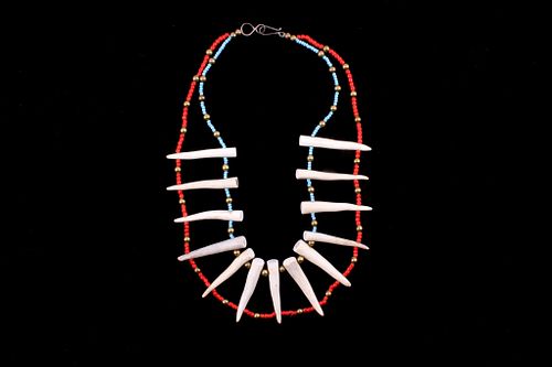 Exotic Red White Heart Turquoise & Tine Necklace