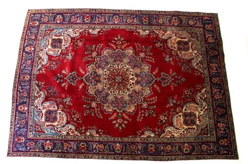 Tabriz Persian Hand Knotted Large Wool Rug 1900's