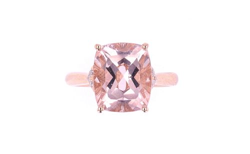 Brilliant Morganite & Diamond 14k Rose Gold Ring