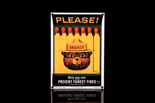 Smokey Bear U.S. Forest Service Porcelain Sign