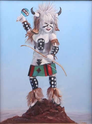 Hopi "White Buffalo" Dancer Kachina Painting
