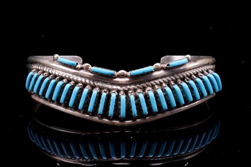 Navajo Sterling Silver & Petite Turquoise Bracelet
