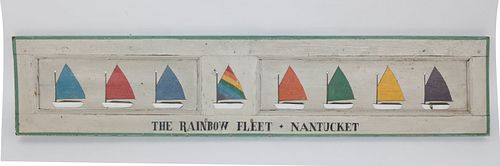 Hand Decorated Sign, "The Rainbow Fleet - Nantucket"