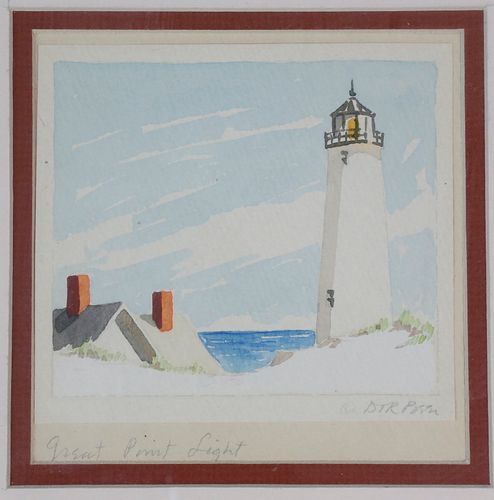 Doris and Richard Beer Watercolor on Paper "Great Point Light"
