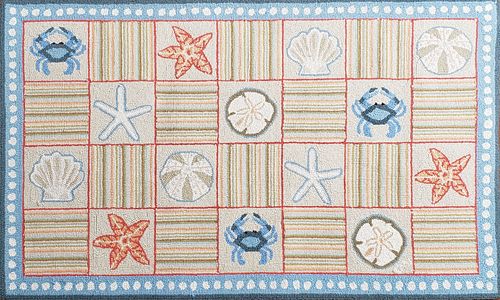 Claire Murray Seashell and Crab Hooked Rug