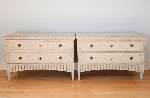 Pair of Gustavian Swedish Lime Washed Dressers, early 19th Century