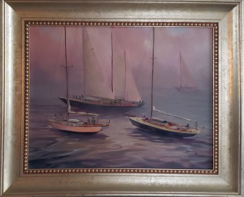 Christopher Bonelli Oil on Canvas, "In The Mist of Sailing"
