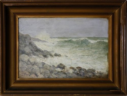 George Frederick Morse Oil on Artist Board "Rocky Coastline"