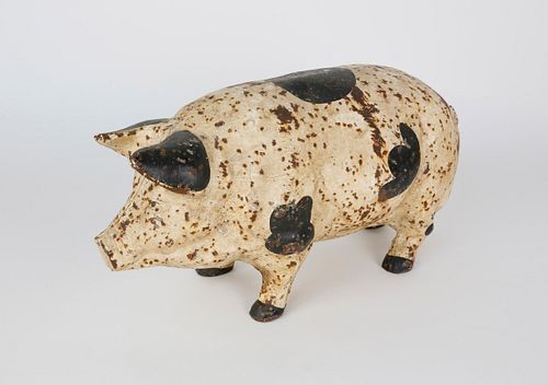 Contemporary Cast Iron Painted Garden Pig