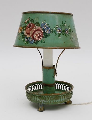 French Tole Candlestick Boudoir Lamp, 19th Century